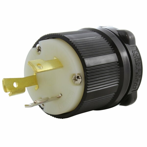 Ac Works NEMA L7-30P 30A 277V 3-Prong Locking Male Plug with UL, C-UL Approval in Black ASL730P-BK